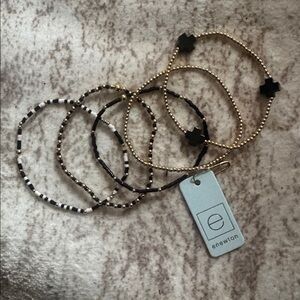 Enewton Gold and Black Beaded Bracelets Bundle (5) NWT$165